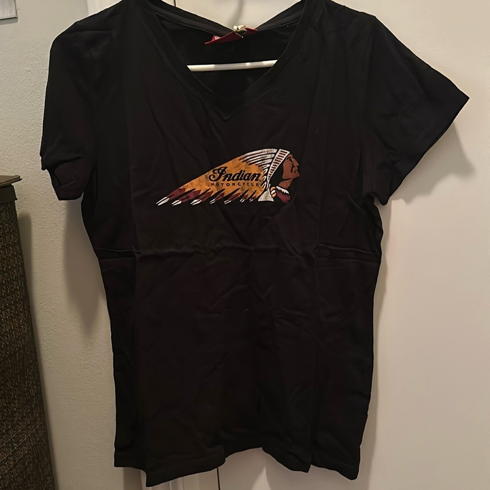 Women’s Indian Motorcycle , black T-shirt size medium brand new has tags still